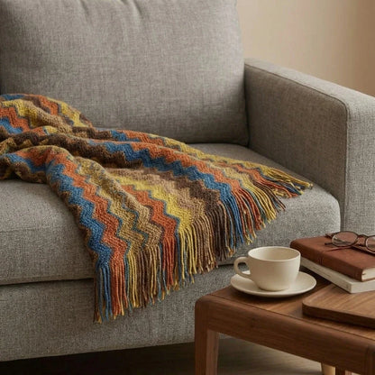 Bohemian Knit Throw Blanket