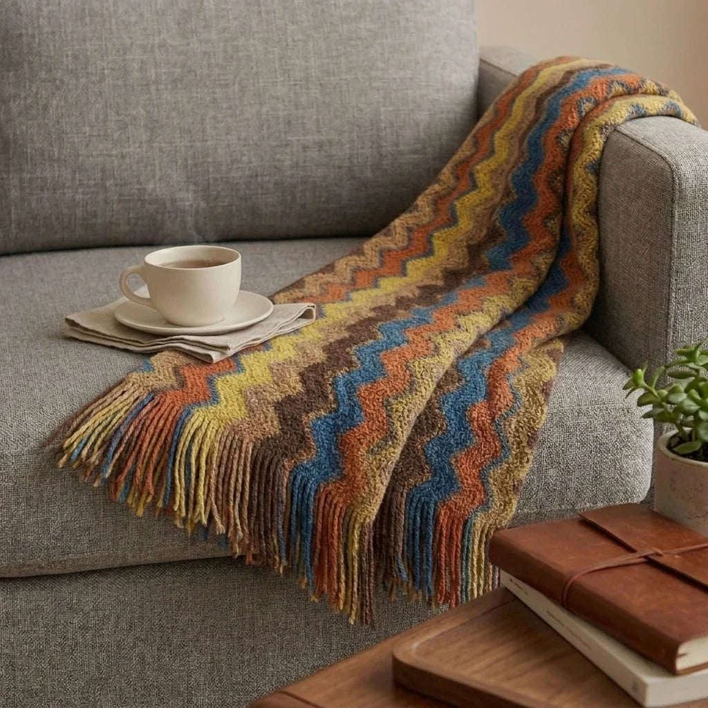 Bohemian Knit Throw Blanket