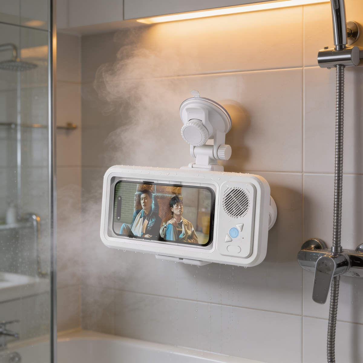 Waterproof Shower Phone Holder with Bluetooth Speaker