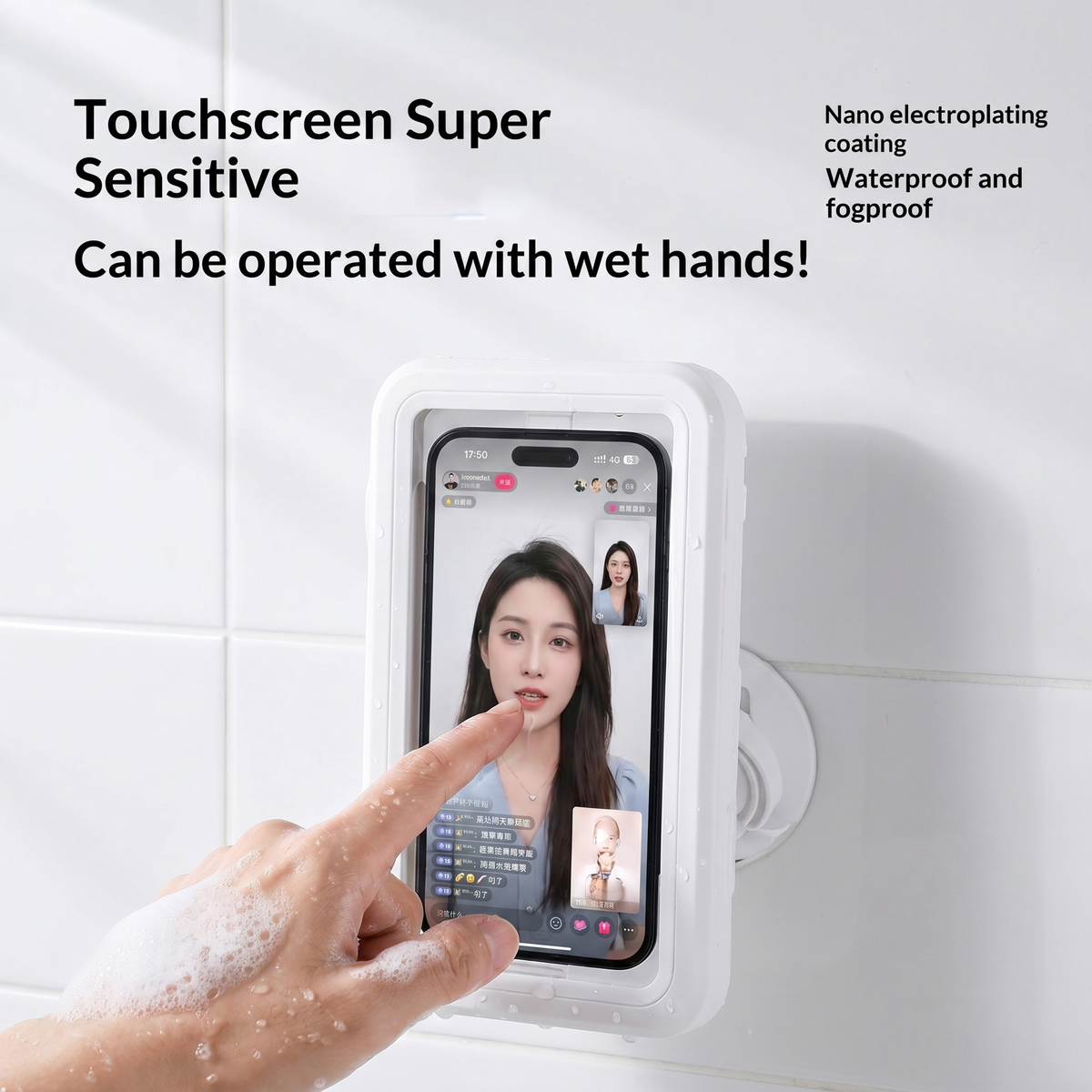 Waterproof Shower Phone Holder with Bluetooth Speaker