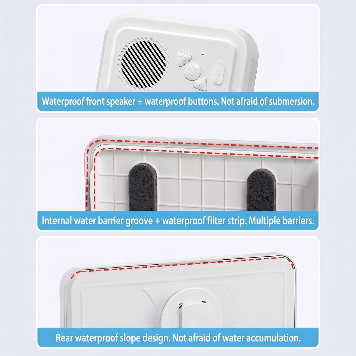 Waterproof Shower Phone Holder with Bluetooth Speaker